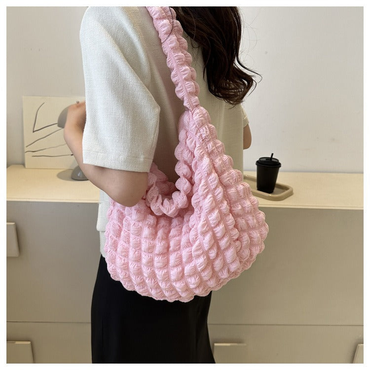 Pleated Clouds Cute Trendy Underarm Commuter Bag