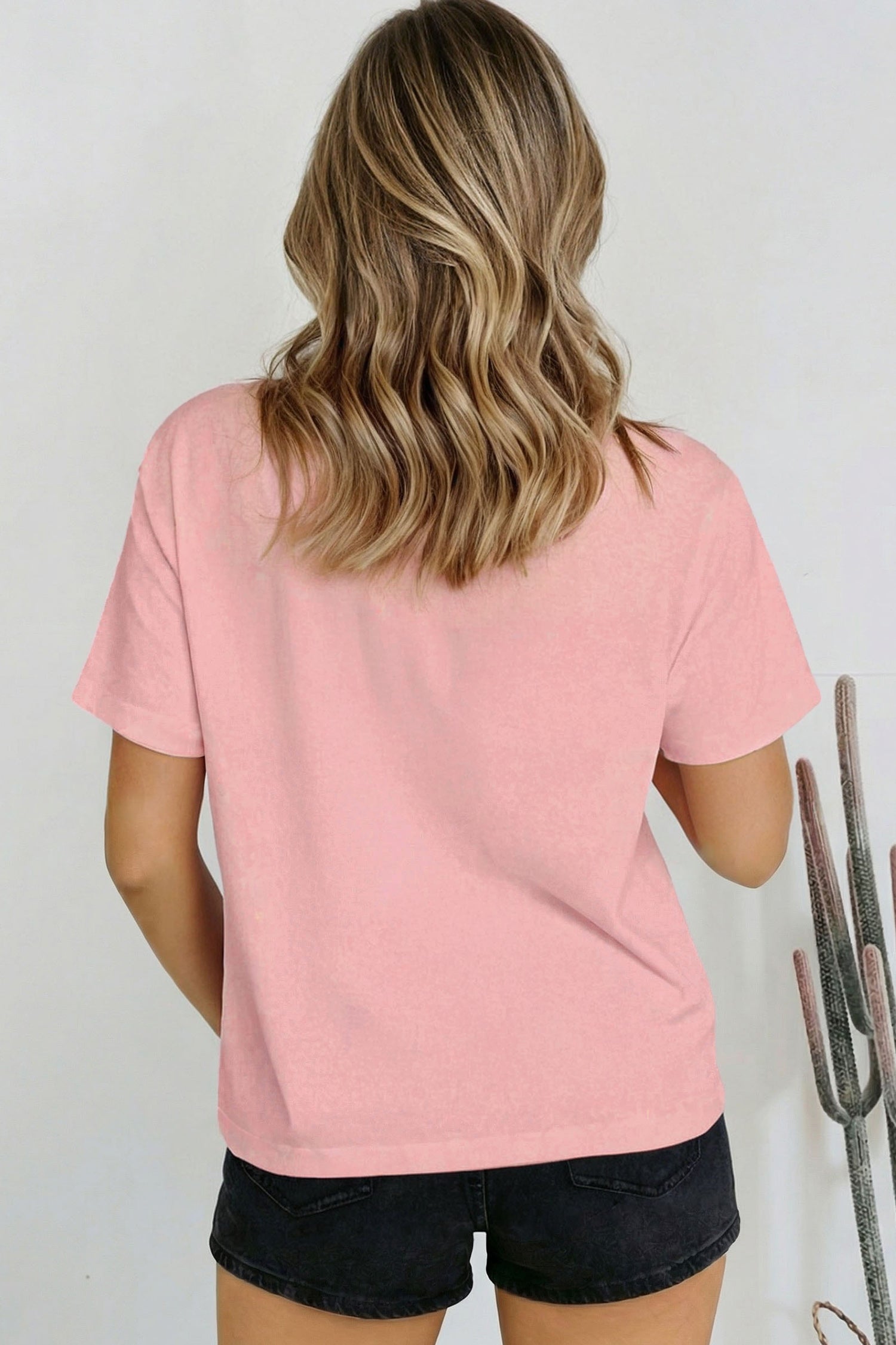 Sachet Pink Solid Color High Neck Oversize Tee